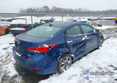 2015 Hyundai Elantra Limited z USA, uszkodzony, nr VIN 5NPDH4AEXFH630910